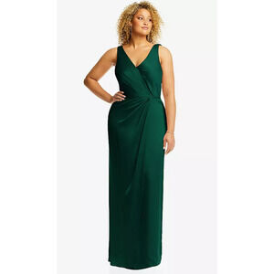 NEW! After Six Size 4 Whisper Satin Hunter Faux Wrap Maxi Dress $261 MSRP J4-14